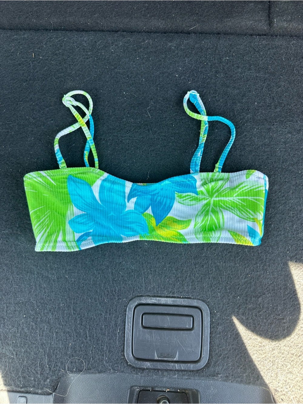 aerie Blue and Green Tropical Bandeau Bikini Top